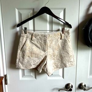 Lauren Conrad cream & gold shiny brocade floral print shorts